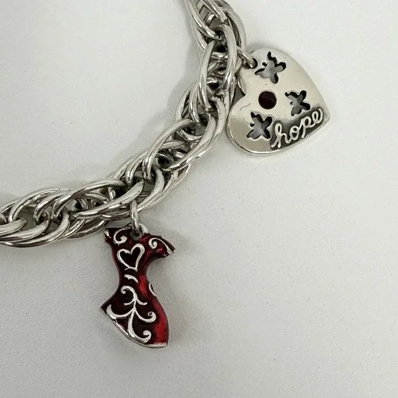 Brighton Heart of Hope Charm Bracelet Courage Love Hope Dream 7 1/2" - 8 1/2" - Picture 10 of 12